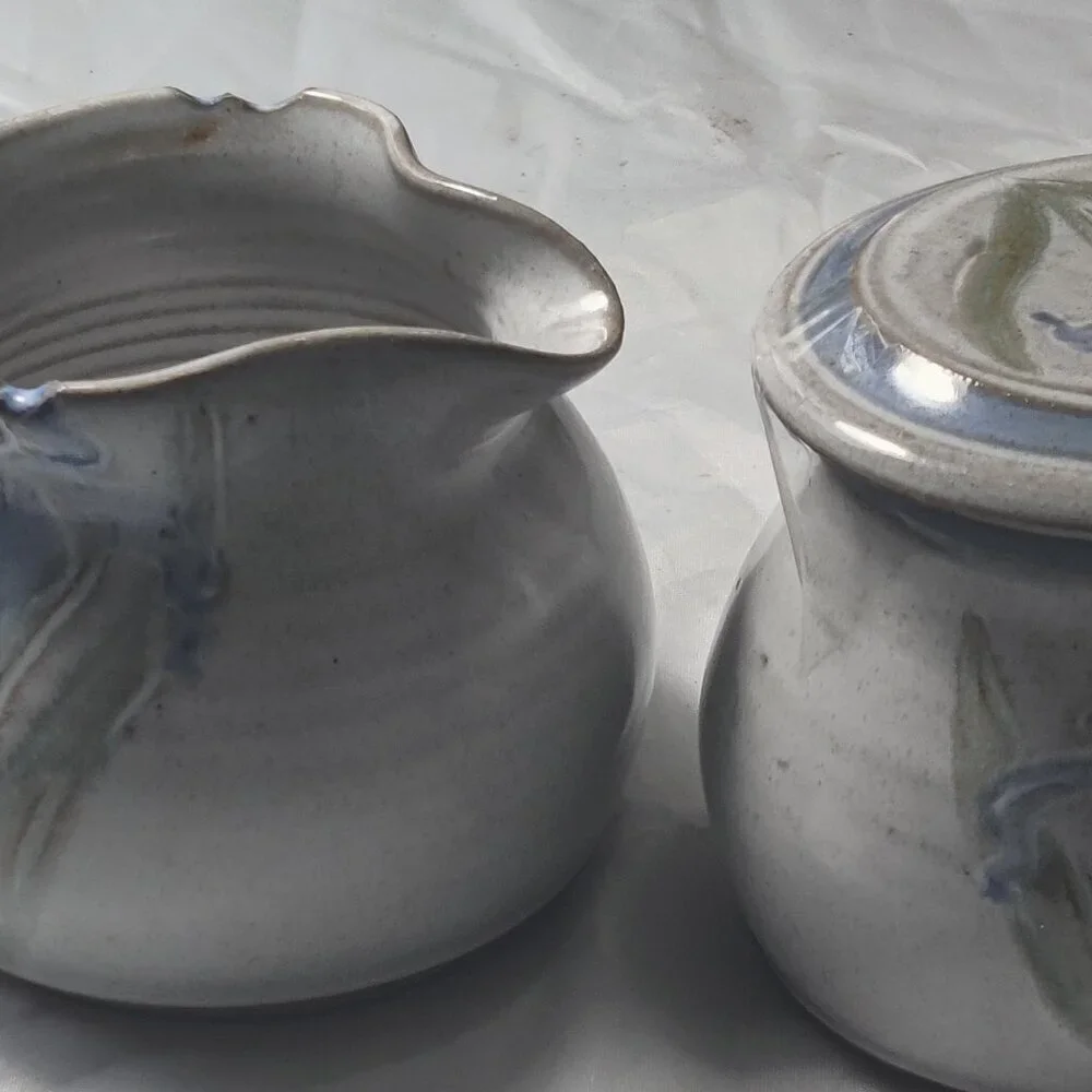 Handmade Pottery Cream & Sugar Set by Patricia Eggen, ' Iris